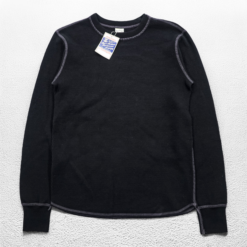 BUZZ RICKSON'S 日本製 サーマル 長袖 ロングスリーブ ワッフル Tシャツ S ブラック ロンT BR63755 未使用品
