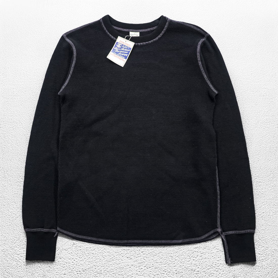BUZZ RICKSON'S Japan-Made Thermal Long-Sleeve T-Shirt, Size S, Black, Unused, BR63755