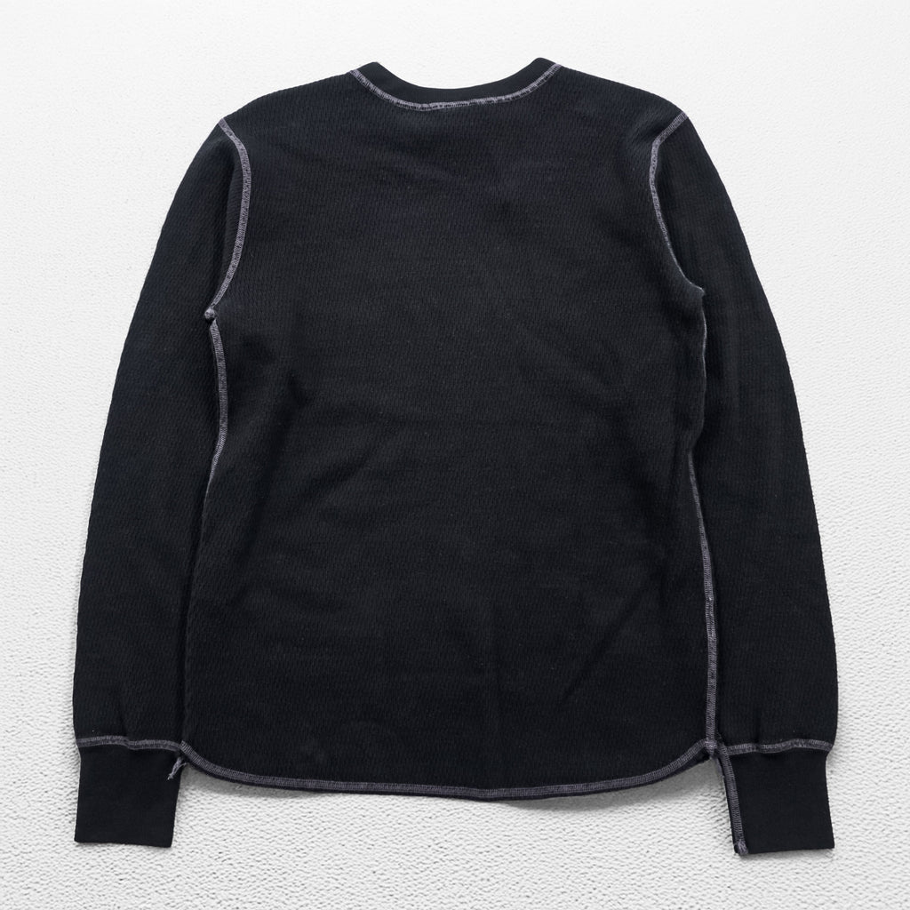 BUZZ RICKSON'S 日本製 サーマル 長袖 ロングスリーブ ワッフル Tシャツ S ブラック ロンT BR63755 未使用品
