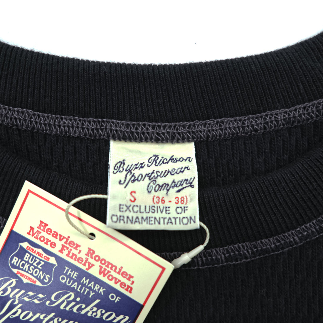 BUZZ RICKSON'S 日本製 サーマル 長袖 ロングスリーブ ワッフル Tシャツ S ブラック ロンT BR63755 未使用品
