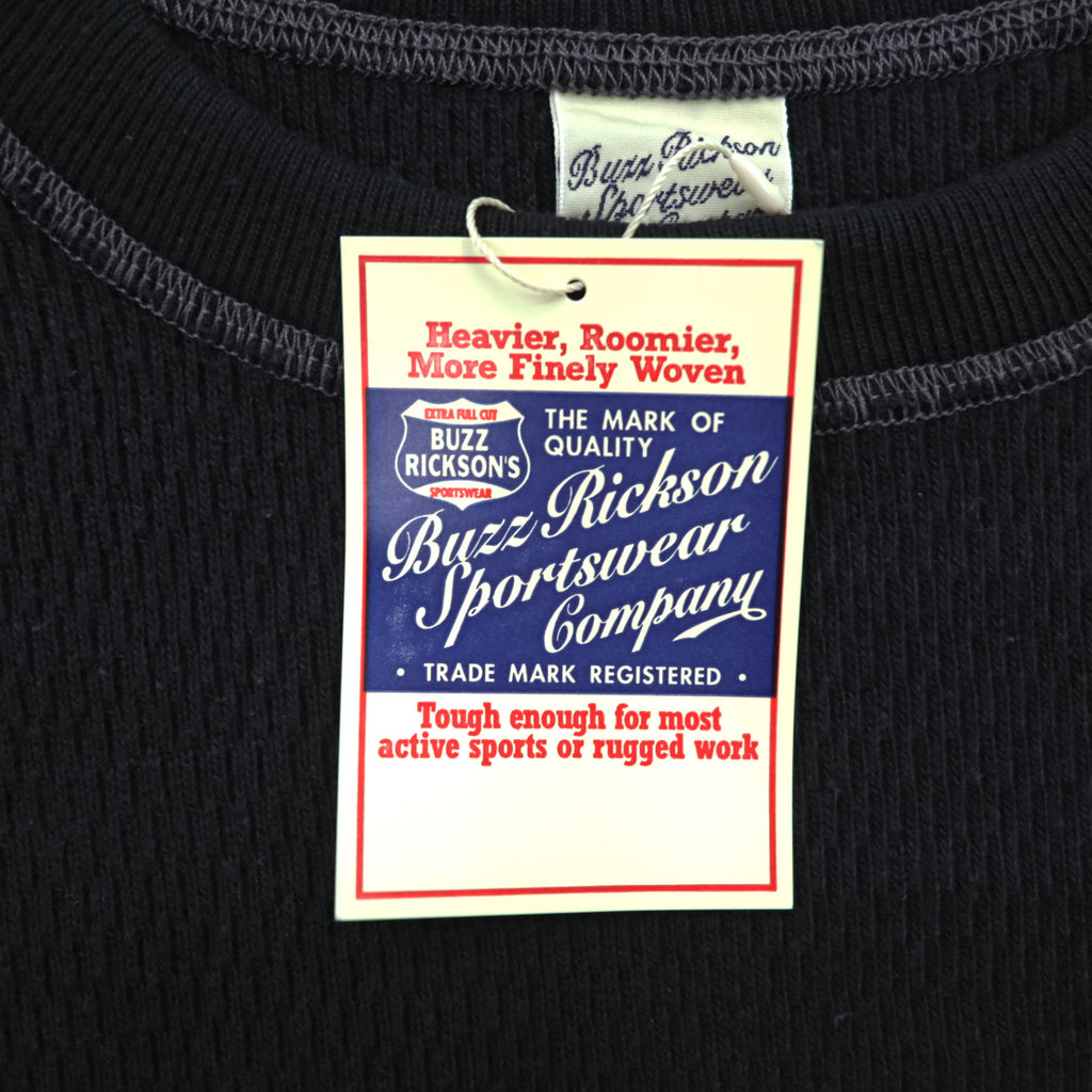 BUZZ RICKSON'S 日本製 サーマル 長袖 ロングスリーブ ワッフル Tシャツ S ブラック ロンT BR63755 未使用品