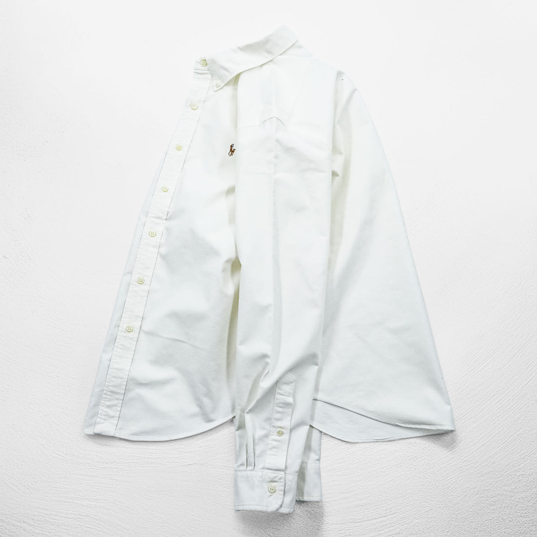 Ralph Lauren 長袖 ボタンダウンシャツ L ホワイト オックスフォード スモールポニー ロゴ 刺繍