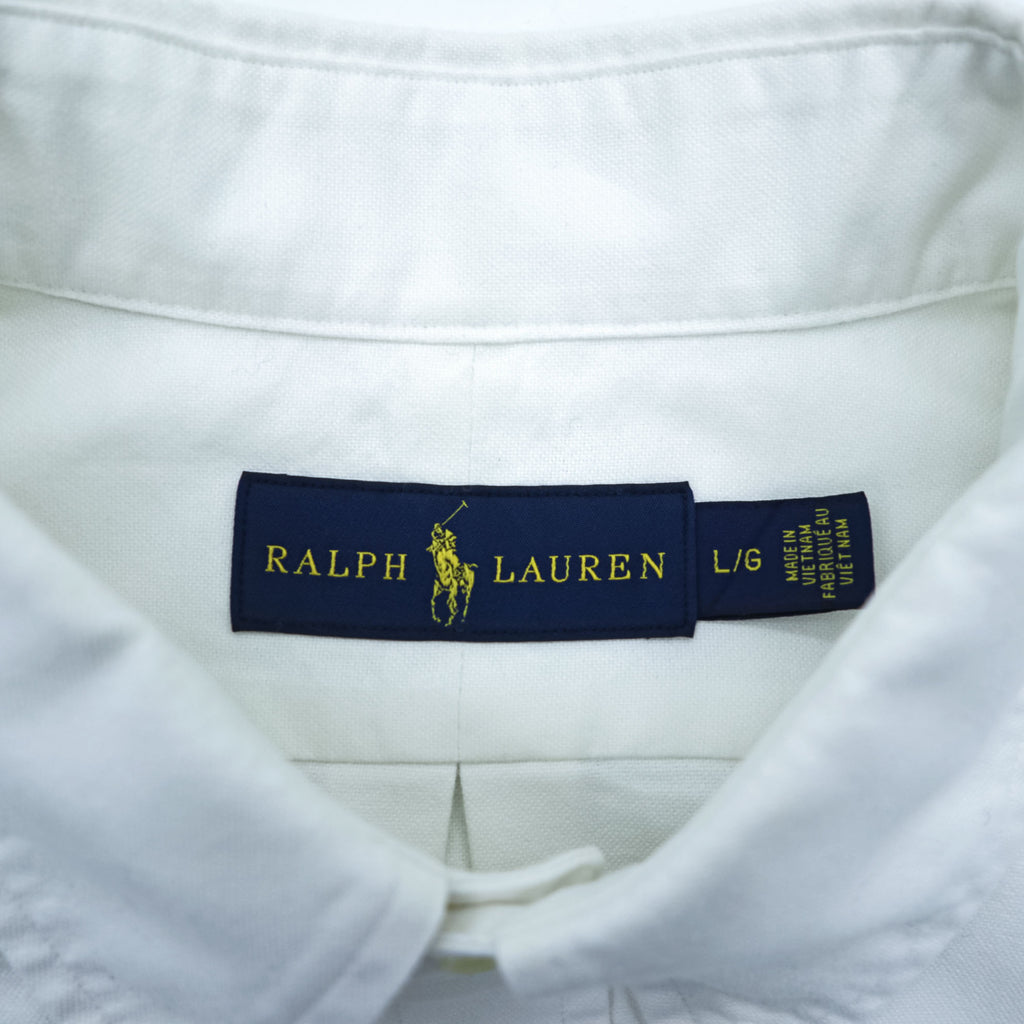 Ralph Lauren 長袖 ボタンダウンシャツ L ホワイト オックスフォード スモールポニー ロゴ 刺繍