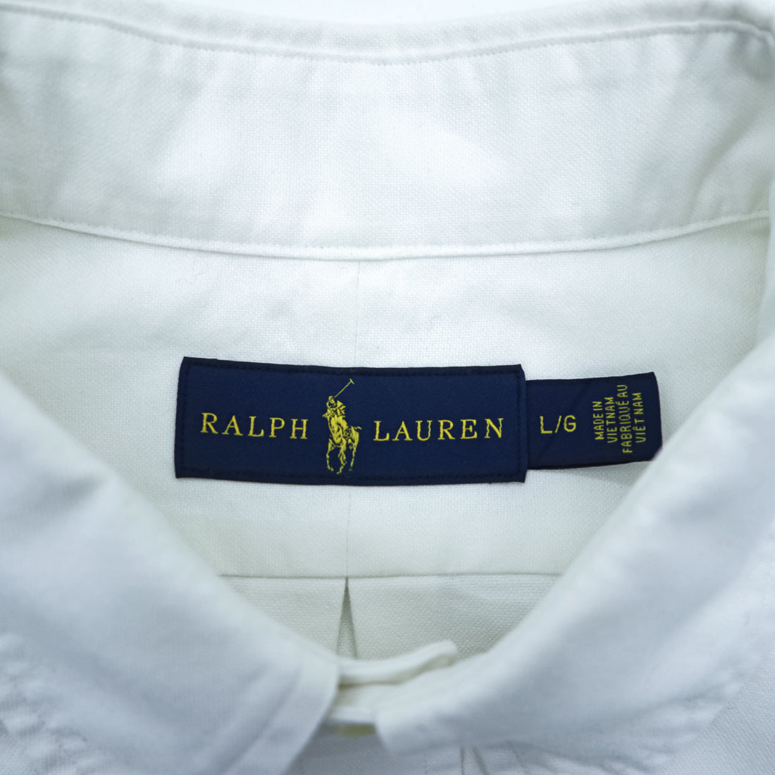 Ralph Lauren 長袖 ボタンダウンシャツ L ホワイト オックスフォード スモールポニー ロゴ 刺繍