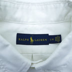 Ralph Lauren 長袖 ボタンダウンシャツ L ホワイト オックスフォード スモールポニー ロゴ 刺繍