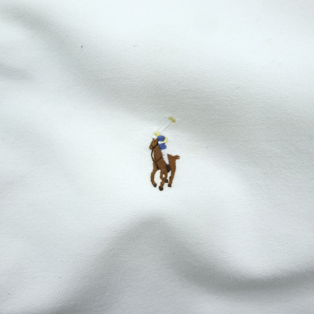 Ralph Lauren 長袖 ボタンダウンシャツ L ホワイト オックスフォード スモールポニー ロゴ 刺繍