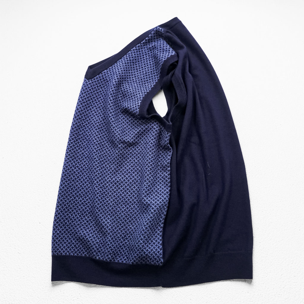 Brooks Brothers エクストラファイン メリノウール Vネック ニットベスト XL ブルー ネイビー 総柄