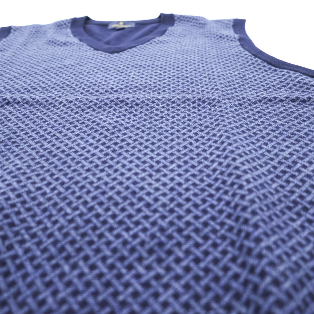 Brooks Brothers エクストラファイン メリノウール Vネック ニットベスト XL ブルー ネイビー 総柄