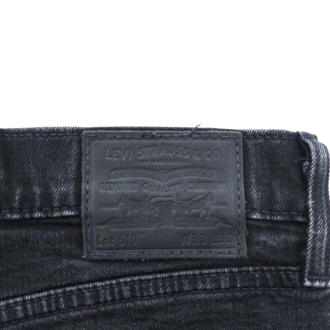 Levi Strauss 510 Skinny Fit Denim Pants Jeans M Black Stretch Men's Jeans PREMIUM Big E Leather Patch 05510-0857