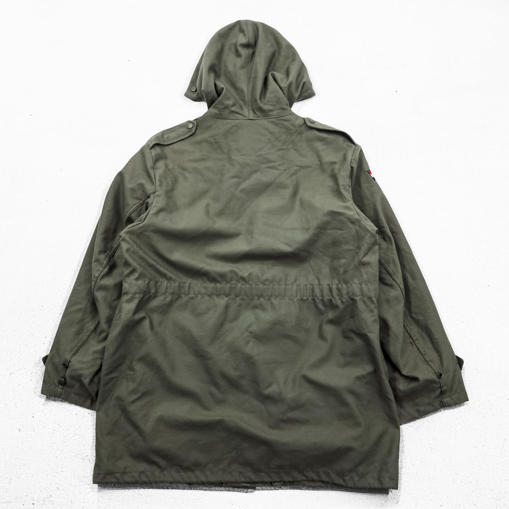 90s Vintage Dutch Army SEYNTEX Hooded Field Parka Olive Faux Fur Lined Military Jacket Size 50
