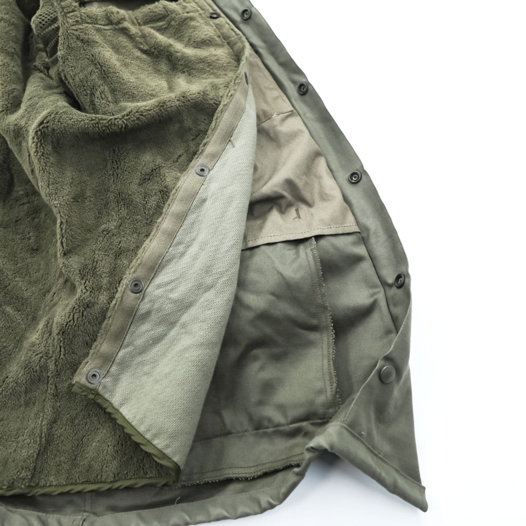 90s Vintage Dutch Army SEYNTEX Hooded Field Parka Olive Faux Fur Lined Military Jacket Size 50