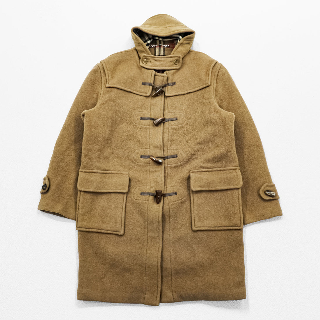 BURBERRY 90年代 英国製 ヴィンテージ SPECIALITY DUFFLE COATING ダッフルコート L キャメル ブラウン 裏地ノバチェック メルトンウール チンストラップ イングランド製