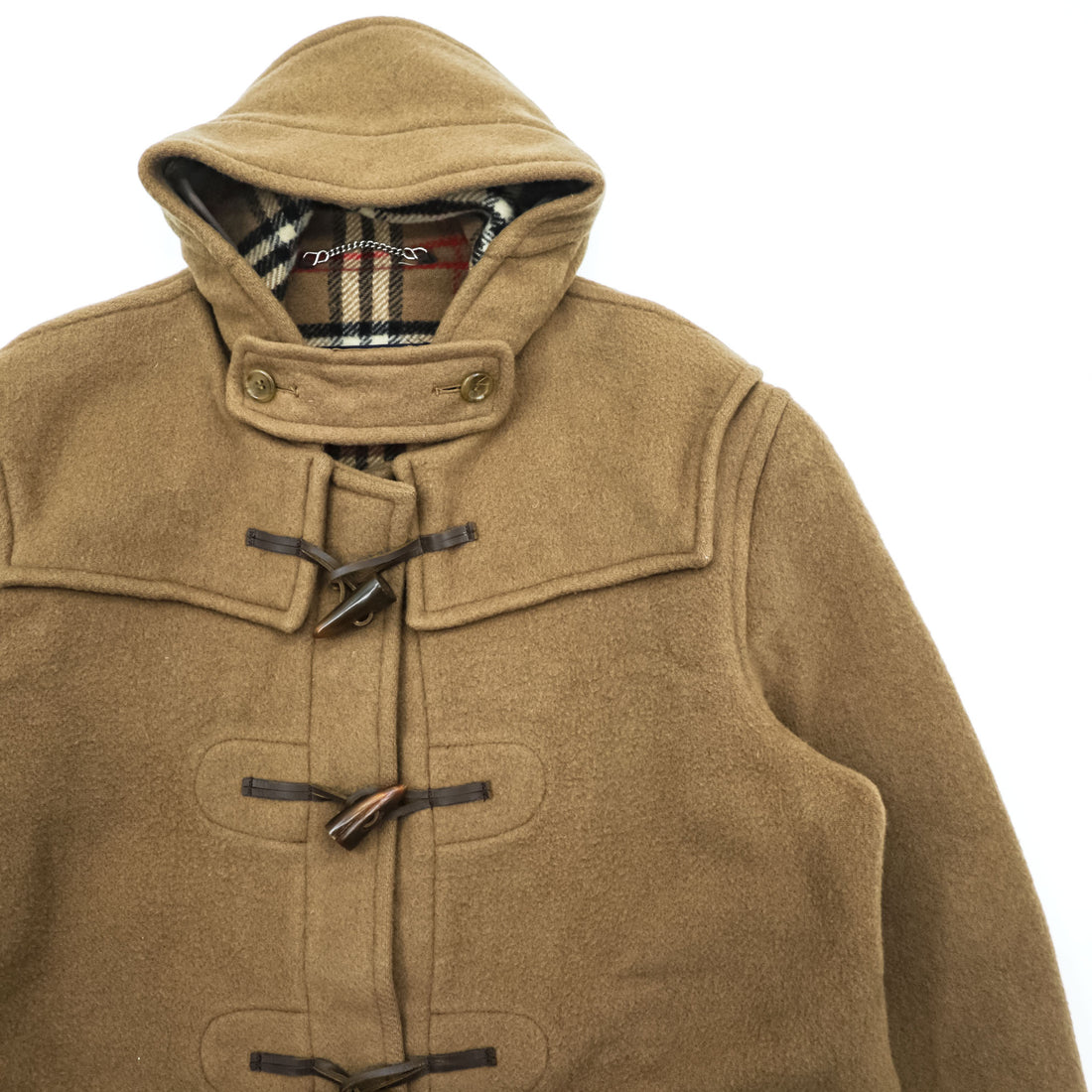 Burberrys Speciality Duffle Coating Camel Wool Duffle Coat Nova Check Made in England