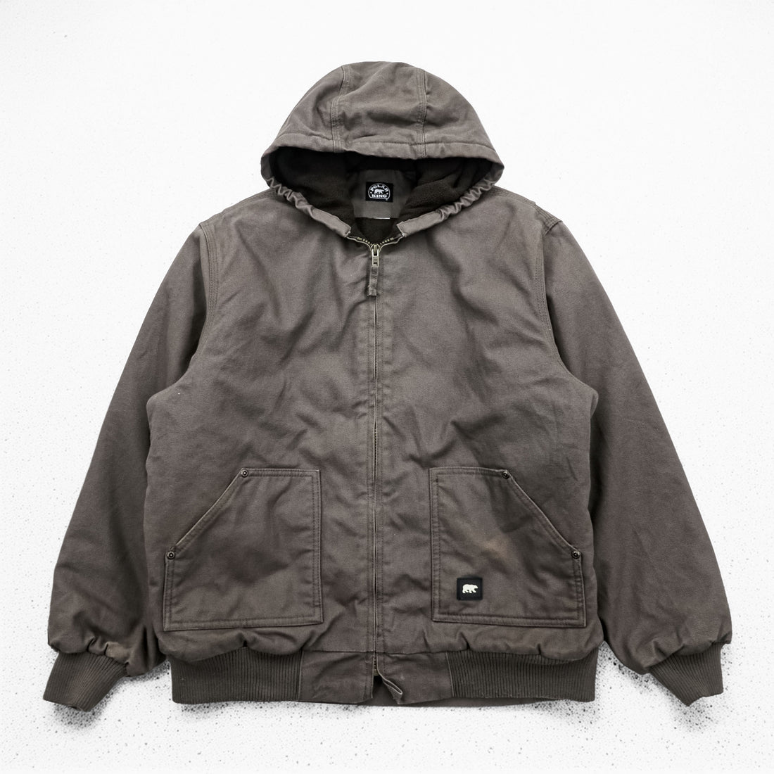 Polar King by Key Hooded Duck Canvas Work Jacket Brown Fleece Lined Full Zip