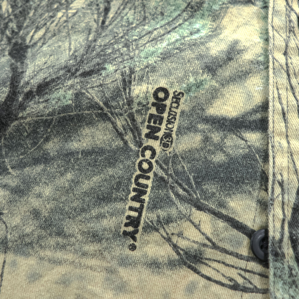 Cabela's 90s Vintage Open Country Camo Hunting Shirt Jacket Tree Print Cotton Blend L Regular Made in Macau