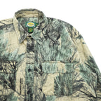 Cabela's 90s Vintage Open Country Camo Hunting Shirt Jacket Tree Print Cotton Blend L Regular Made in Macau