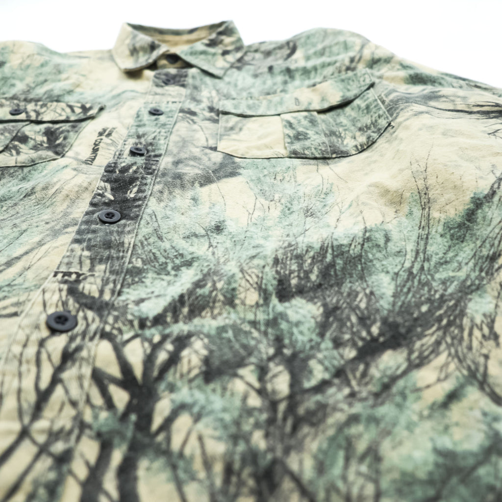 Cabela's 90s Vintage Open Country Camo Hunting Shirt Jacket Tree Print Cotton Blend L Regular Made in Macau