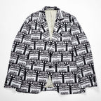 Wasted Youth by POGGYTHEMAN for UNITED ARROWS & SONS Japan-Made Tailored Jacket Blazer, Sizes XL and up, Black, White patterned, 5522-299-0228