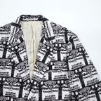 Wasted Youth by POGGYTHEMAN for UNITED ARROWS & SONS Japan-Made Tailored Jacket Blazer, Sizes XL and up, Black, White patterned, 5522-299-0228