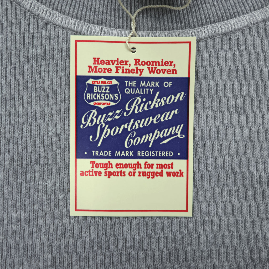 BUZZ RICKSON'S Japan-Made Thermal Long-Sleeve T-Shirt, Size S, Gray, Unused, BR63755