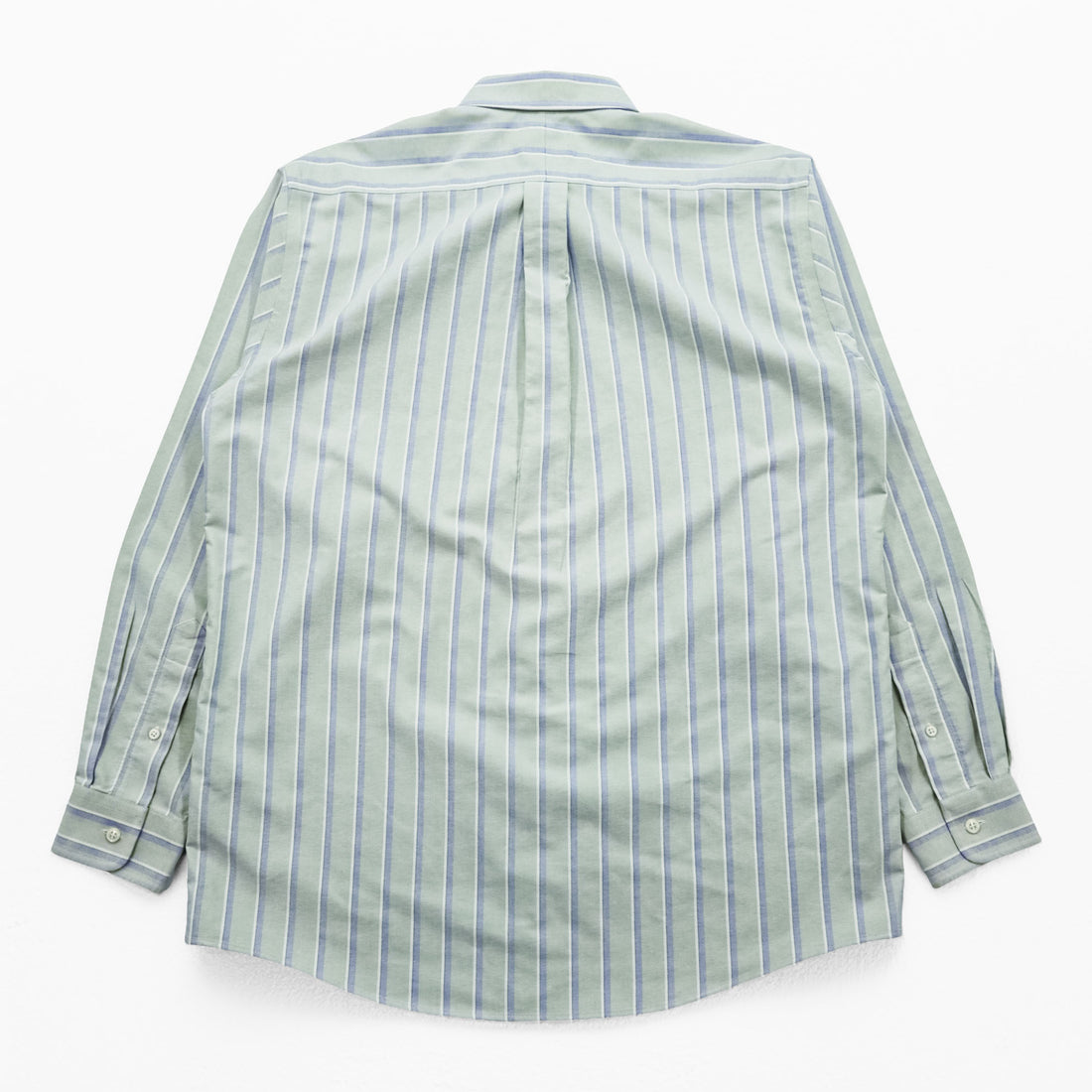 L.L.Bean オックスフォード ストライプ 長袖 ボタンダウンシャツ L グリーン ブルー WRINKLE RESISTANT AVF5