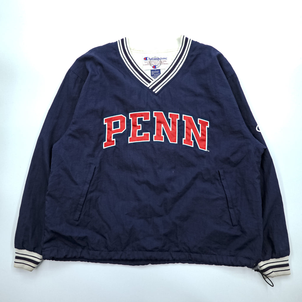 Champion 90s Vintage Piste Track Jacket Jersey L Navy, College Arch Logo PENN