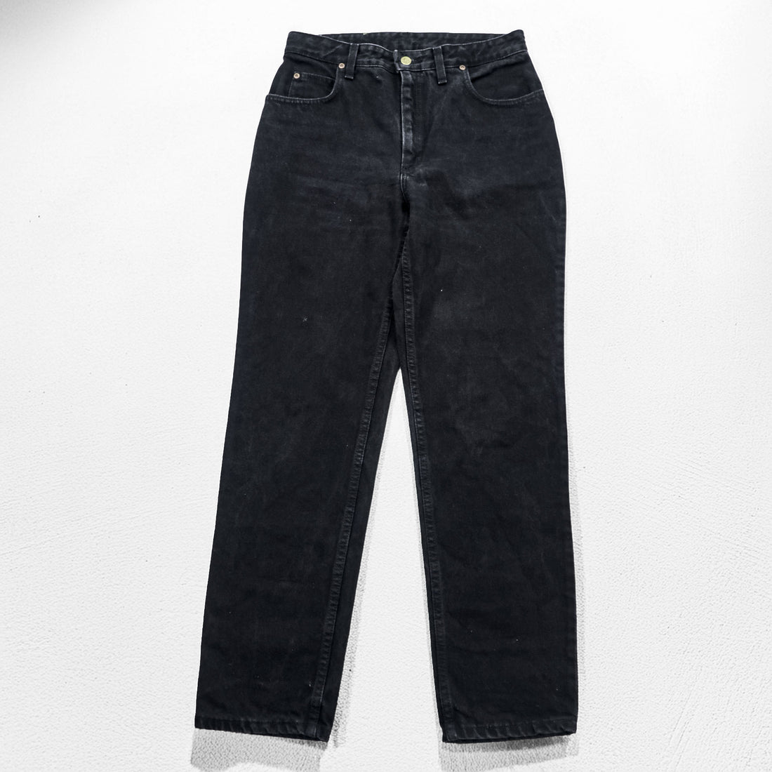 Lee 90年代 ヴィンテージ テーパード デニムパンツ ジーンズ M ブラック OKLAHOMA JEANS ジッパーフライ レザーパッチ