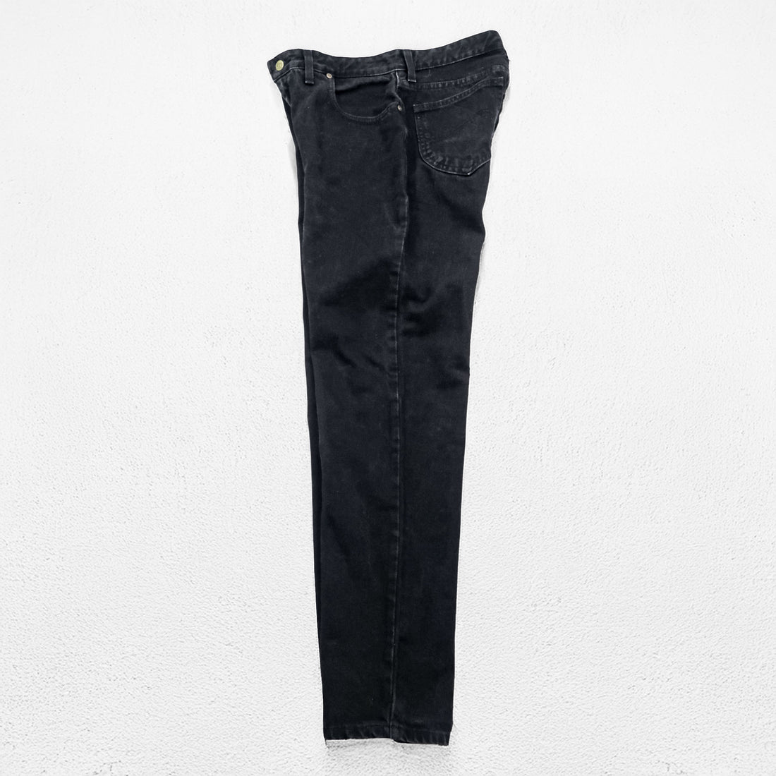 Lee 90年代 ヴィンテージ テーパード デニムパンツ ジーンズ M ブラック OKLAHOMA JEANS ジッパーフライ レザーパッチ