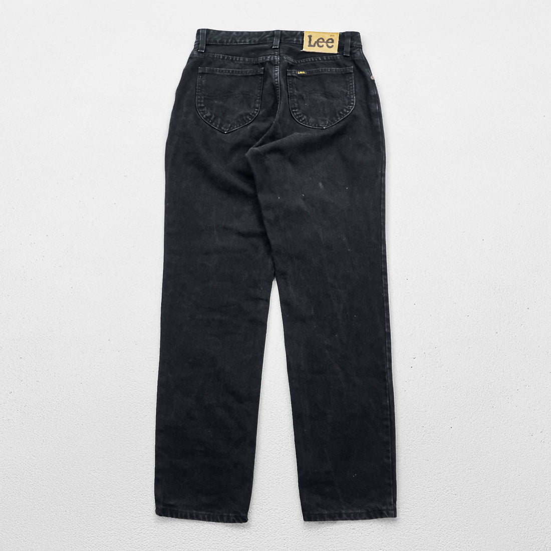 Lee 90年代 ヴィンテージ テーパード デニムパンツ ジーンズ M ブラック OKLAHOMA JEANS ジッパーフライ レザーパッチ