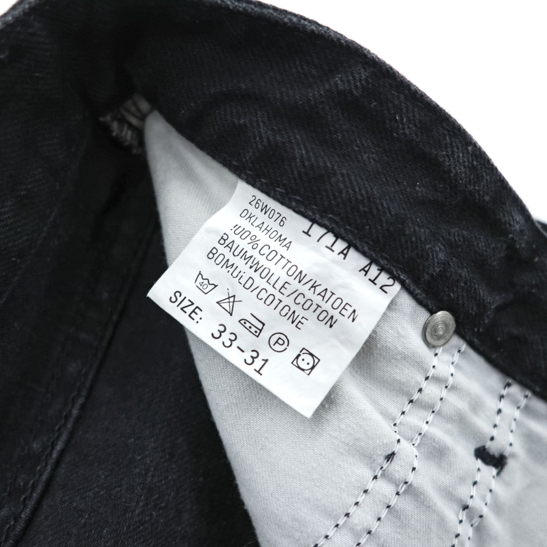 Lee 90年代 ヴィンテージ テーパード デニムパンツ ジーンズ M ブラック OKLAHOMA JEANS ジッパーフライ レザーパッチ