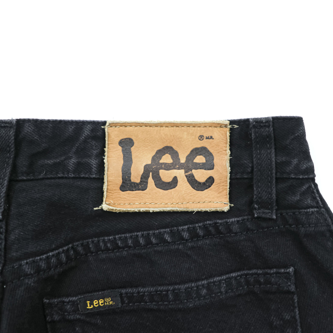 Lee 90年代 ヴィンテージ テーパード デニムパンツ ジーンズ M ブラック OKLAHOMA JEANS ジッパーフライ レザーパッチ