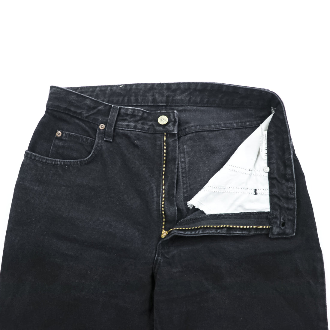 Lee 90年代 ヴィンテージ テーパード デニムパンツ ジーンズ M ブラック OKLAHOMA JEANS ジッパーフライ レザーパッチ