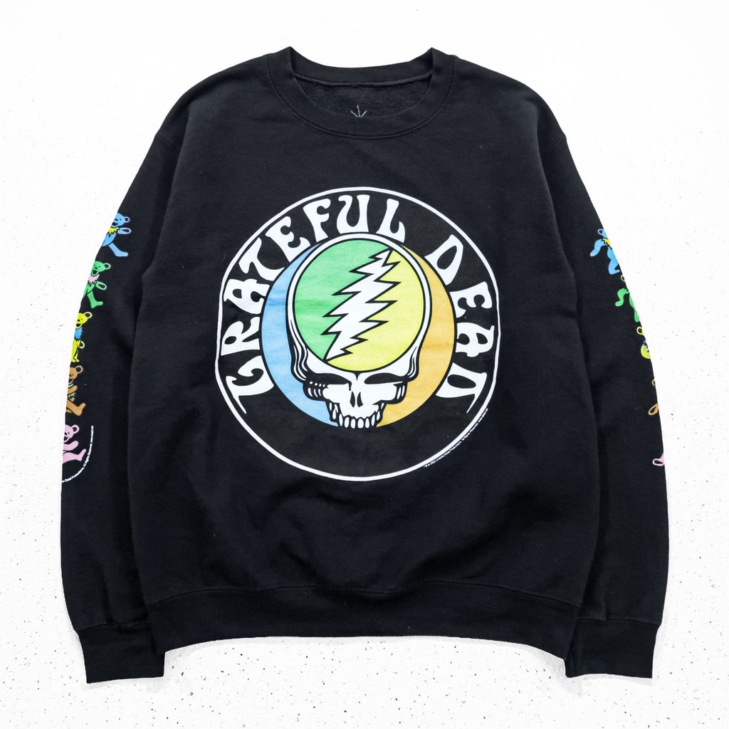 GRATEFUL DEAD グレイトフルデッド バンド スウェット トレーナー S ブラック 裏起毛 LIFE CLOTHING CO. スカル ダンシングベア 袖プリント