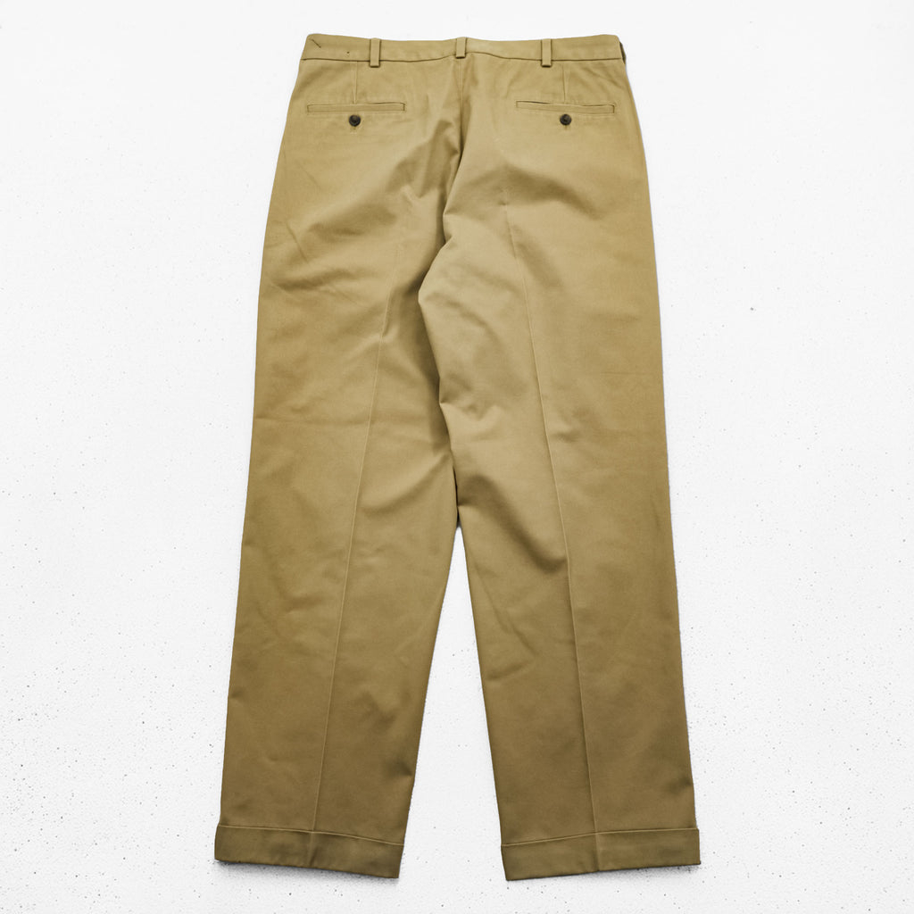 Brooks Brothers 346 2タック プリーツ  チノパンツ スラックス L ベージュ センタープレス ダブルカフス ADVANTAGE CHINO ELLIOT
