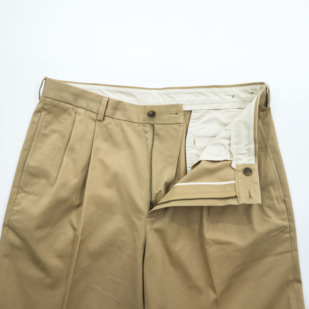Brooks Brothers 346 2タック プリーツ  チノパンツ スラックス L ベージュ センタープレス ダブルカフス ADVANTAGE CHINO ELLIOT
