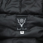 South2 West8 プルオーバー ダウンジャケット 中綿 フーディ M ブラック スリット 裾ジップ J0762 日本製