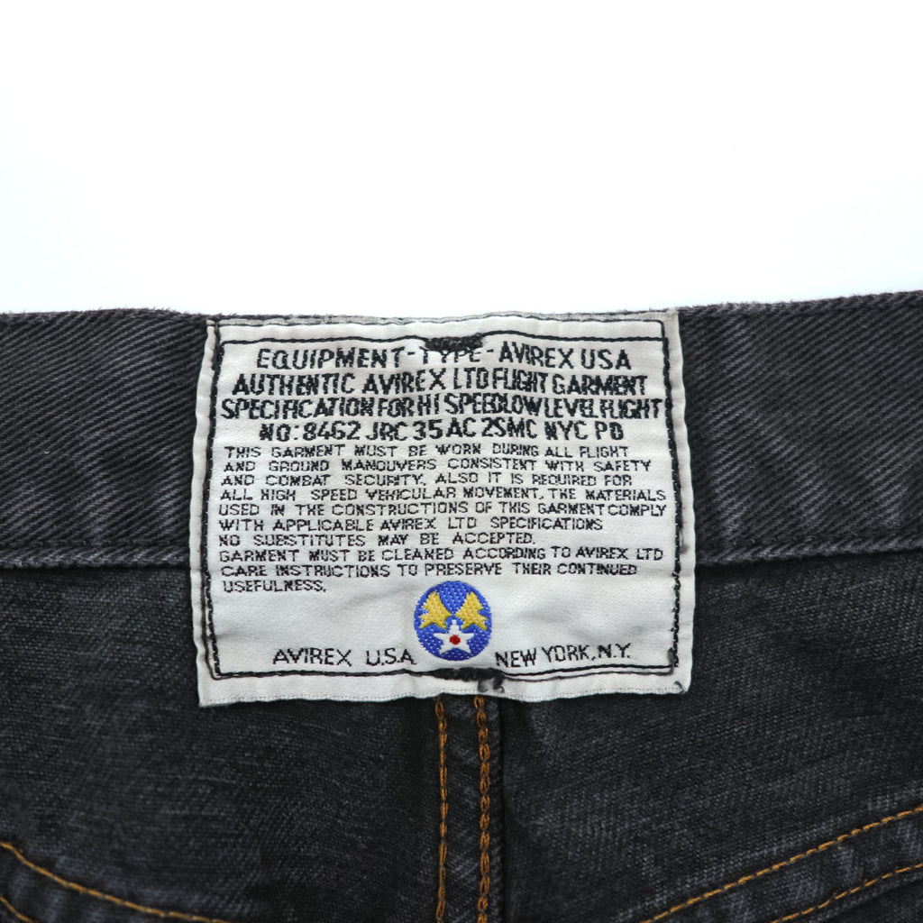 AVIREX 90年代 ヴィンテージ TYPE W ブラック デニムパンツ ジーンズ L ボタンフライ USA ミリタリー