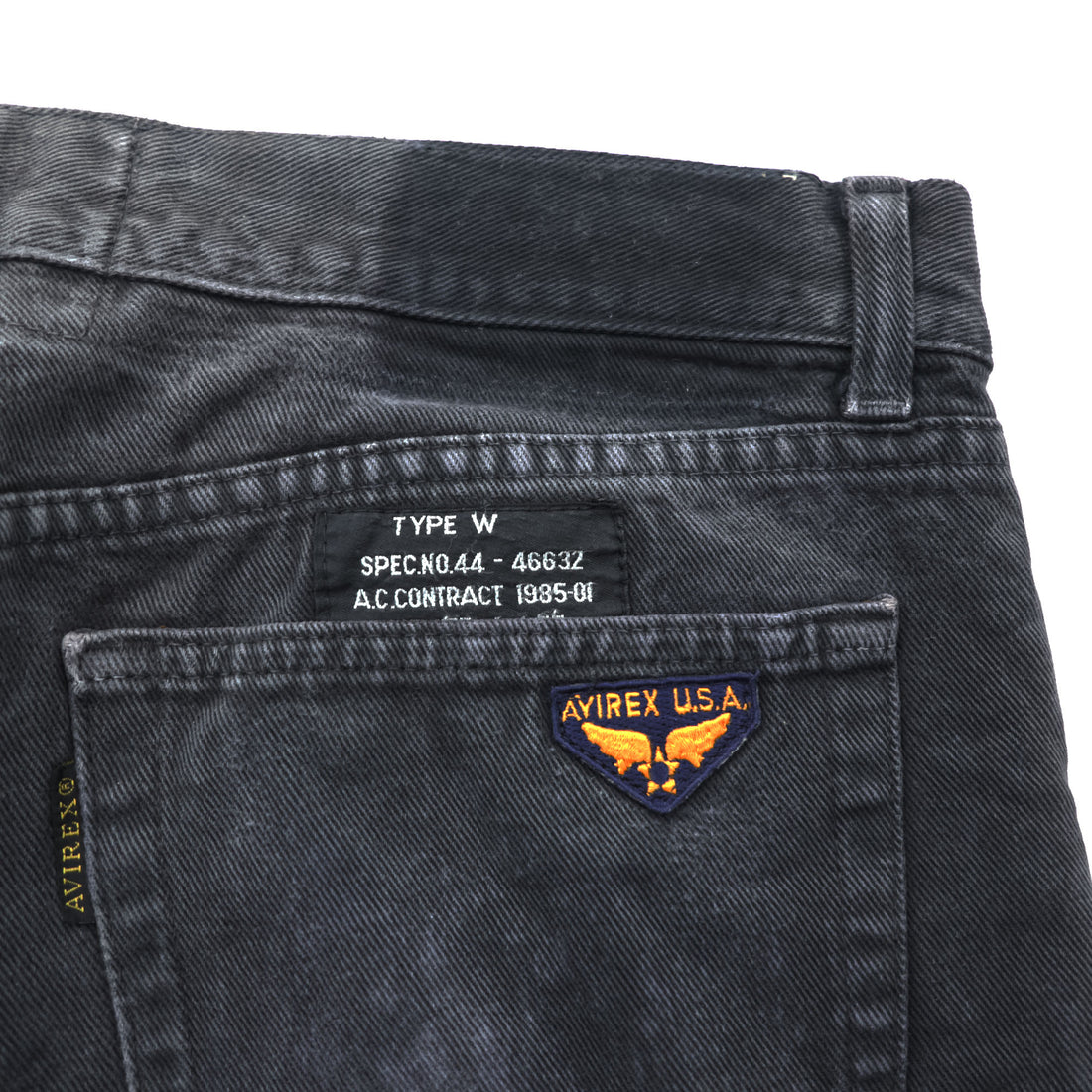 AVIREX 90年代 ヴィンテージ TYPE W ブラック デニムパンツ ジーンズ L ボタンフライ USA ミリタリー