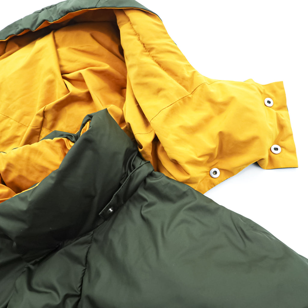 STELLA McCARTNEY Italian Made Puffer Jacket M Khaki, Orange Hoodie Detachable Double Zip Olaf Long Puffer Jacket