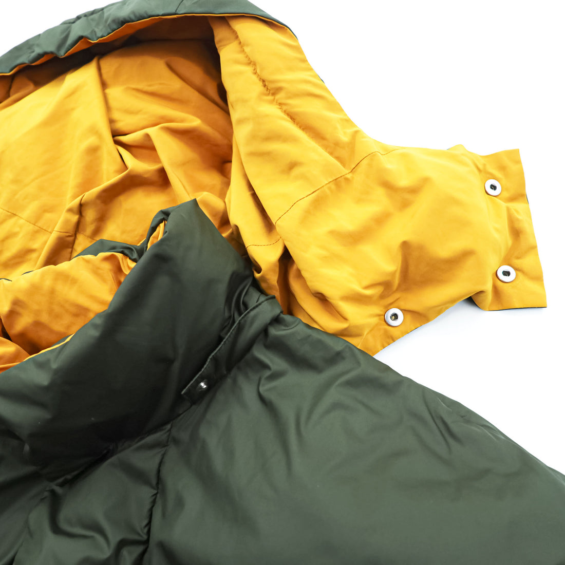 STELLA McCARTNEY Italian Made Puffer Jacket M Khaki, Orange Hoodie Detachable Double Zip Olaf Long Puffer Jacket
