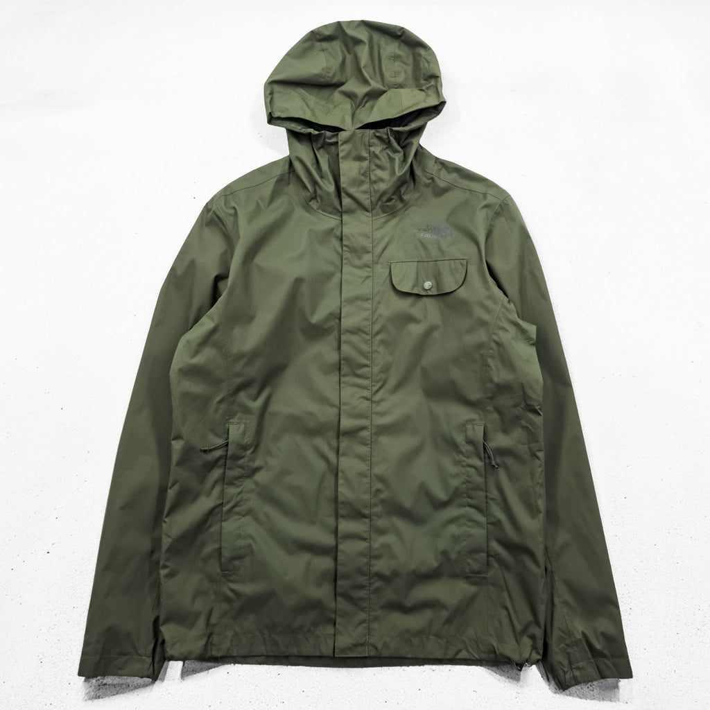 The North Face Hooded Rain Jacket Olive Green Mesh Lined Chest Pocket Men’s M