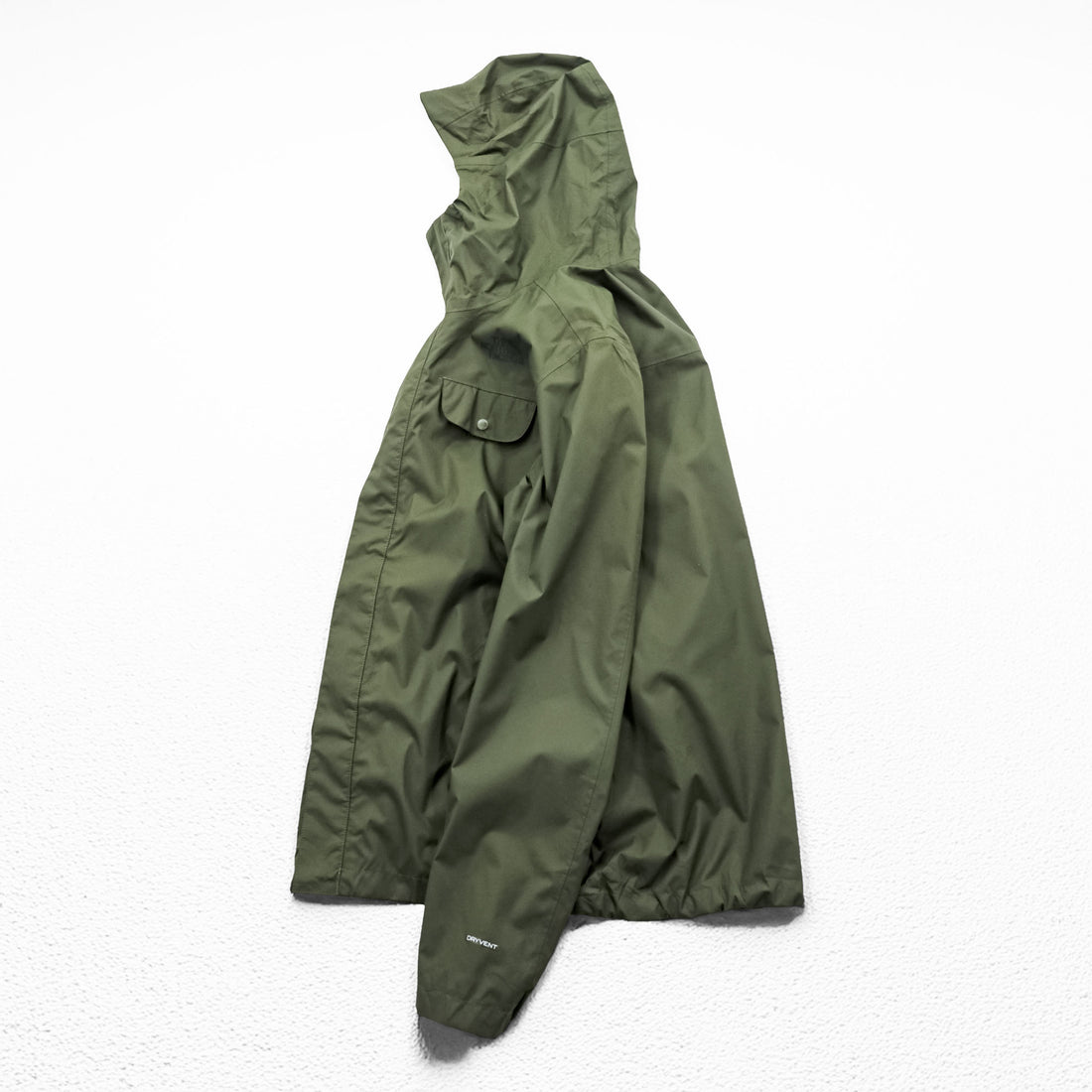 The North Face Hooded Rain Jacket Olive Green Mesh Lined Chest Pocket Men’s M