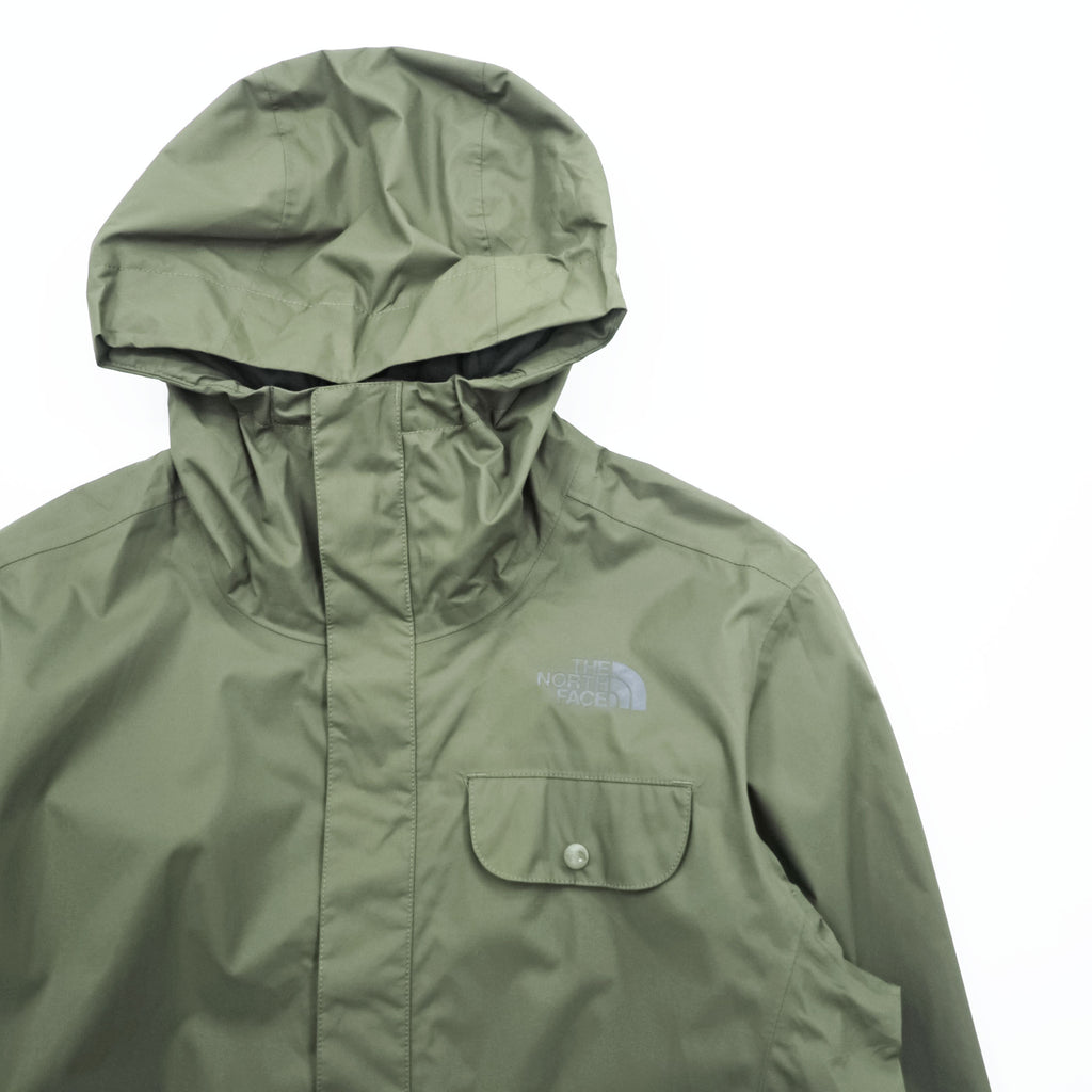 The North Face Hooded Rain Jacket Olive Green Mesh Lined Chest Pocket Men’s M