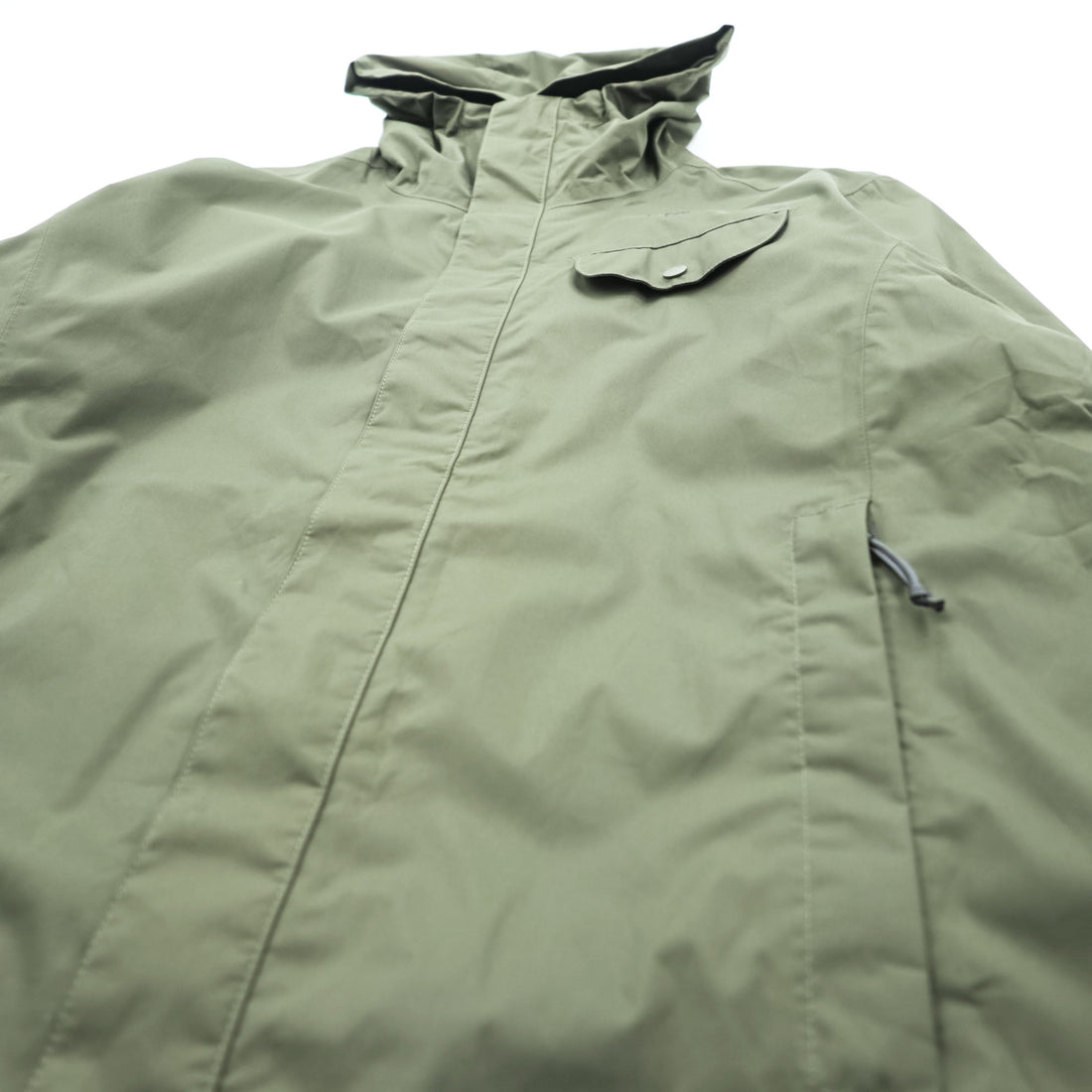 The North Face Hooded Rain Jacket Olive Green Mesh Lined Chest Pocket Men’s M