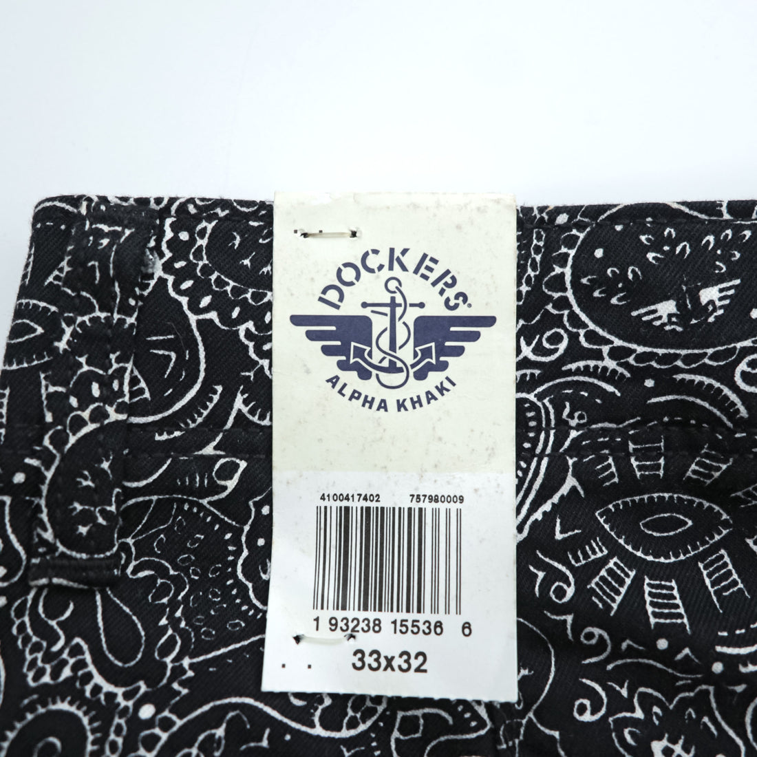 DOCKERS (Levi Strauss) Utility Cargo Pants L Black, White Patterned ALPHA KHAKI Unused 75798-0009