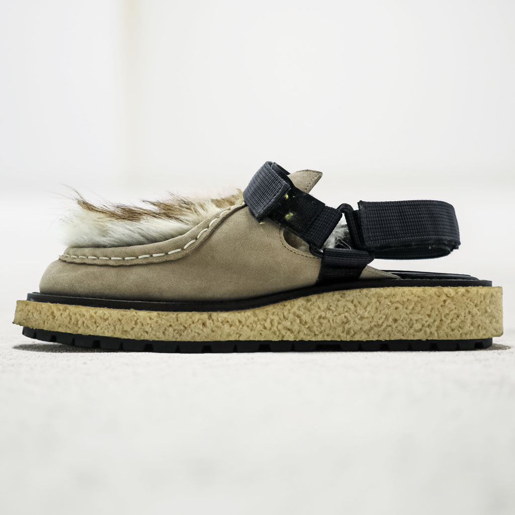 sacai Made in Japan Mules Fur Sandals US9 Beige Platform 19-02136M