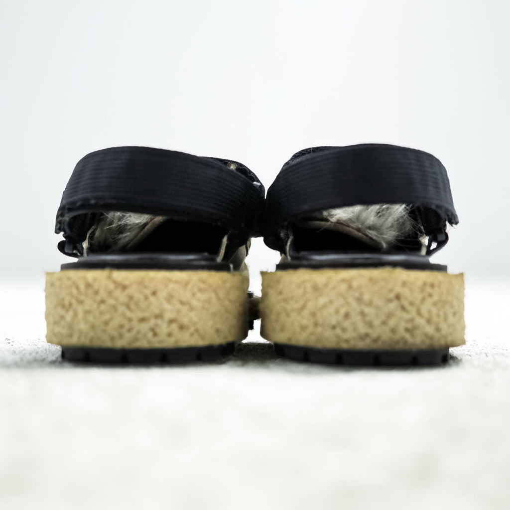 sacai Made in Japan Mules Fur Sandals US9 Beige Platform 19-02136M
