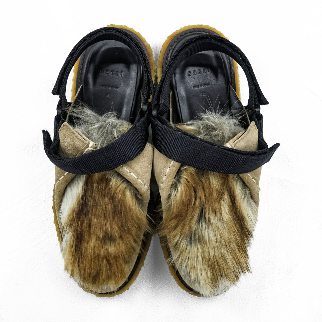 sacai Made in Japan Mules Fur Sandals US9 Beige Platform 19-02136M