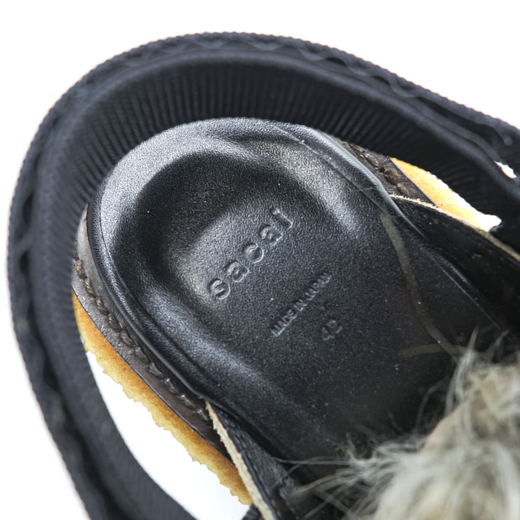 sacai Made in Japan Mules Fur Sandals US9 Beige Platform 19-02136M