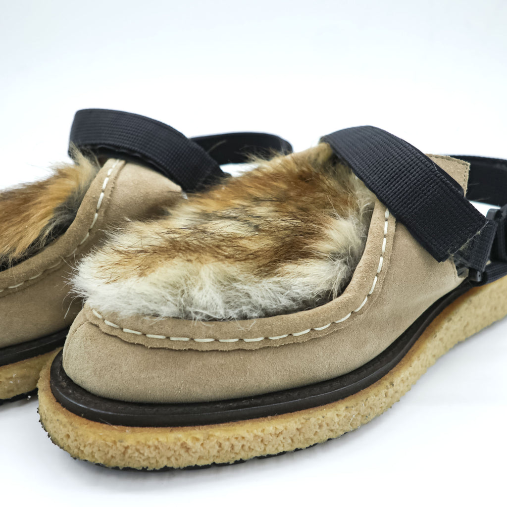 sacai Made in Japan Mules Fur Sandals US9 Beige Platform 19-02136M